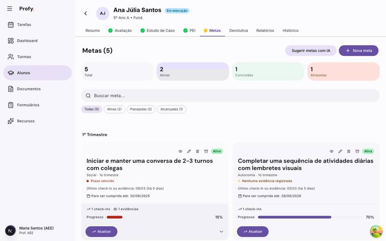 Tela do Profy AEE, etapa 3